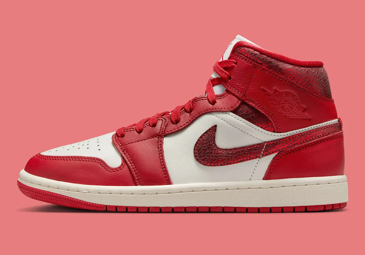 Women's Air Jordan 1 Mid SE "Cracked Leather" HJ9337-106 Fashion Athletic Sneaker Shoe