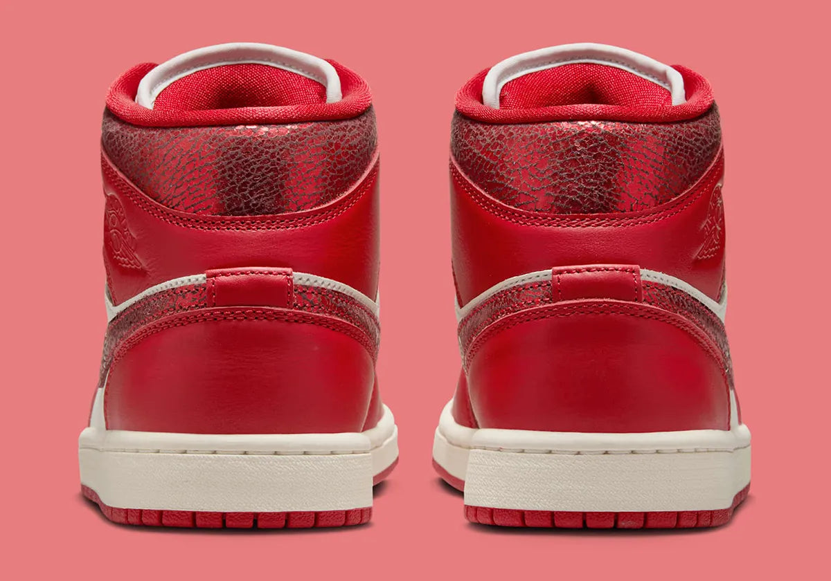 Women's Air Jordan 1 Mid SE "Cracked Leather" HJ9337-106 Fashion Athletic Sneaker Shoe
