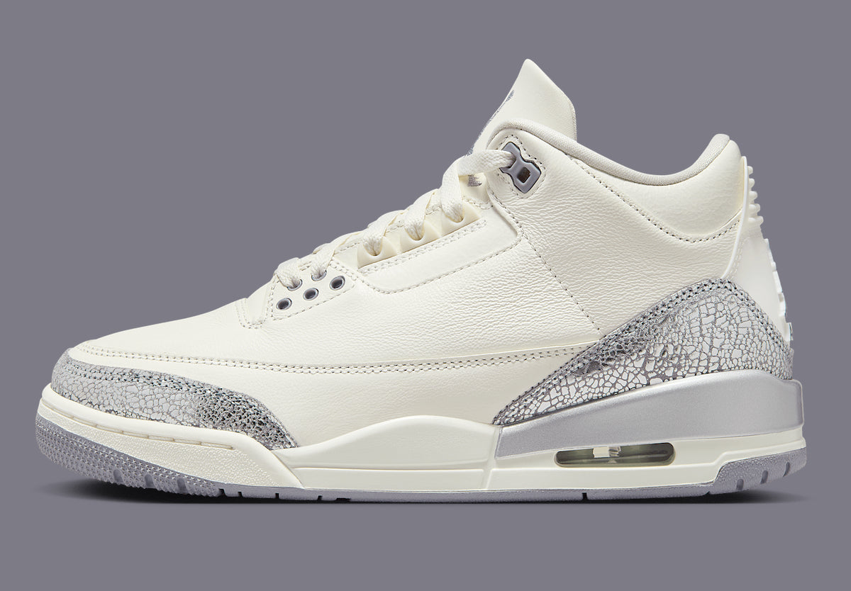 Women's Air Jordan 3 "Sail Metallic Silver" CK9246-100 Fashion Athletic Sneaker