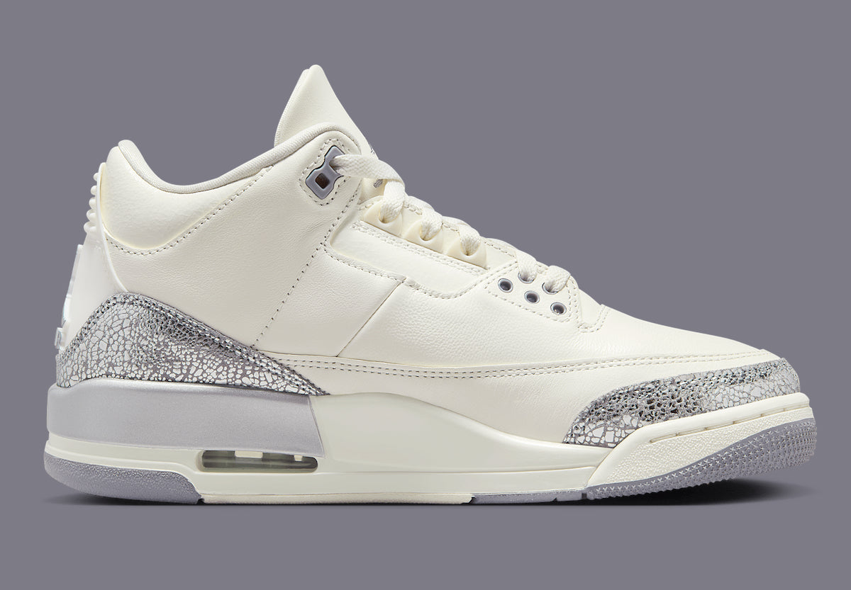 Women's Air Jordan 3 "Sail Metallic Silver" CK9246-100 Fashion Athletic Sneaker