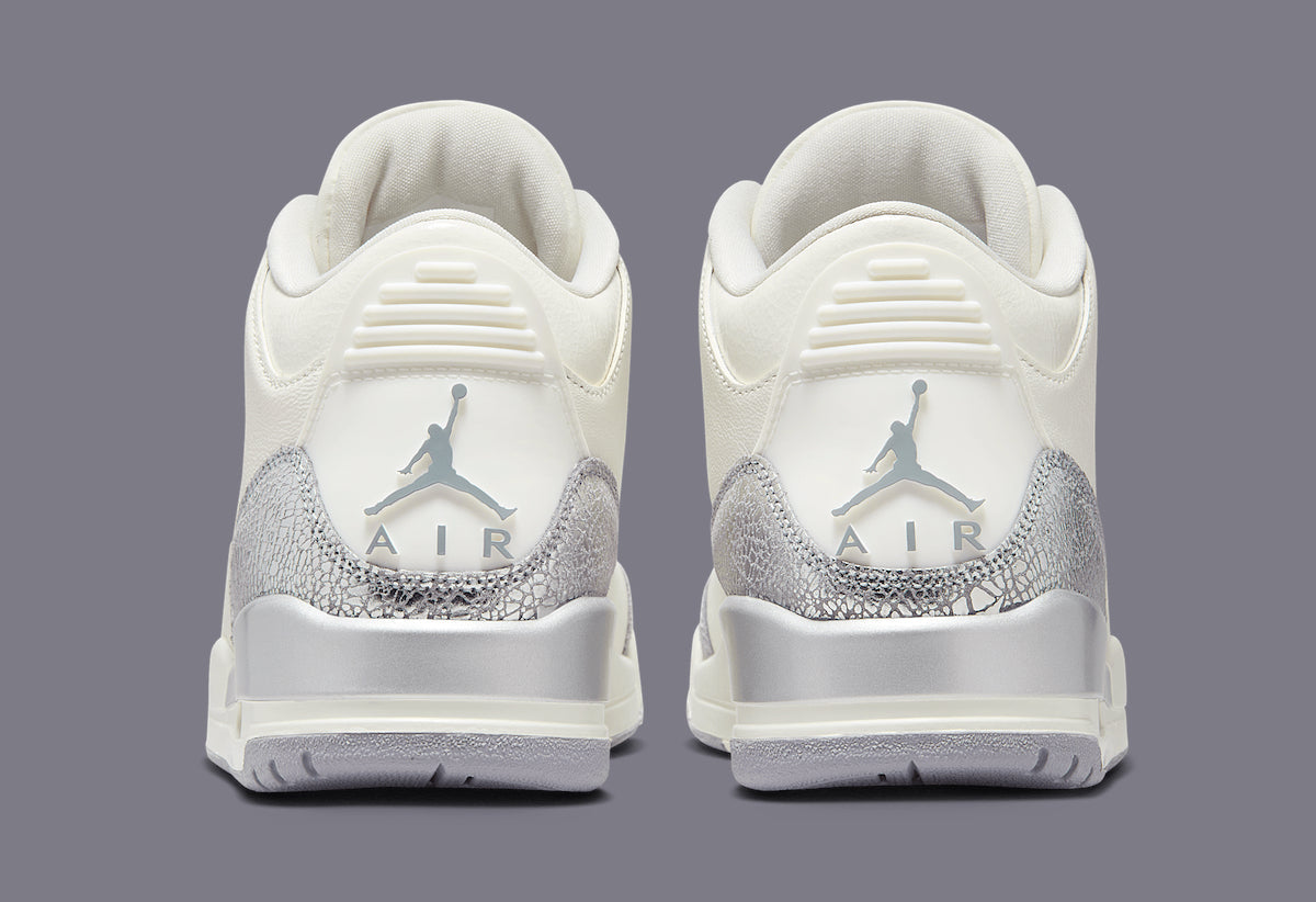 Women's Air Jordan 3 "Sail Metallic Silver" CK9246-100 Fashion Athletic Sneaker