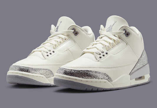 Women's Air Jordan 3 "Sail Metallic Silver" CK9246-100 Fashion Athletic Sneaker