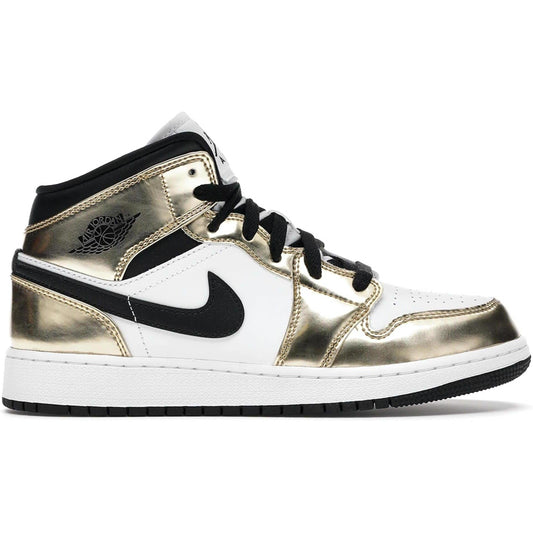 Jordan 1 Mid Metallic Gold Black White