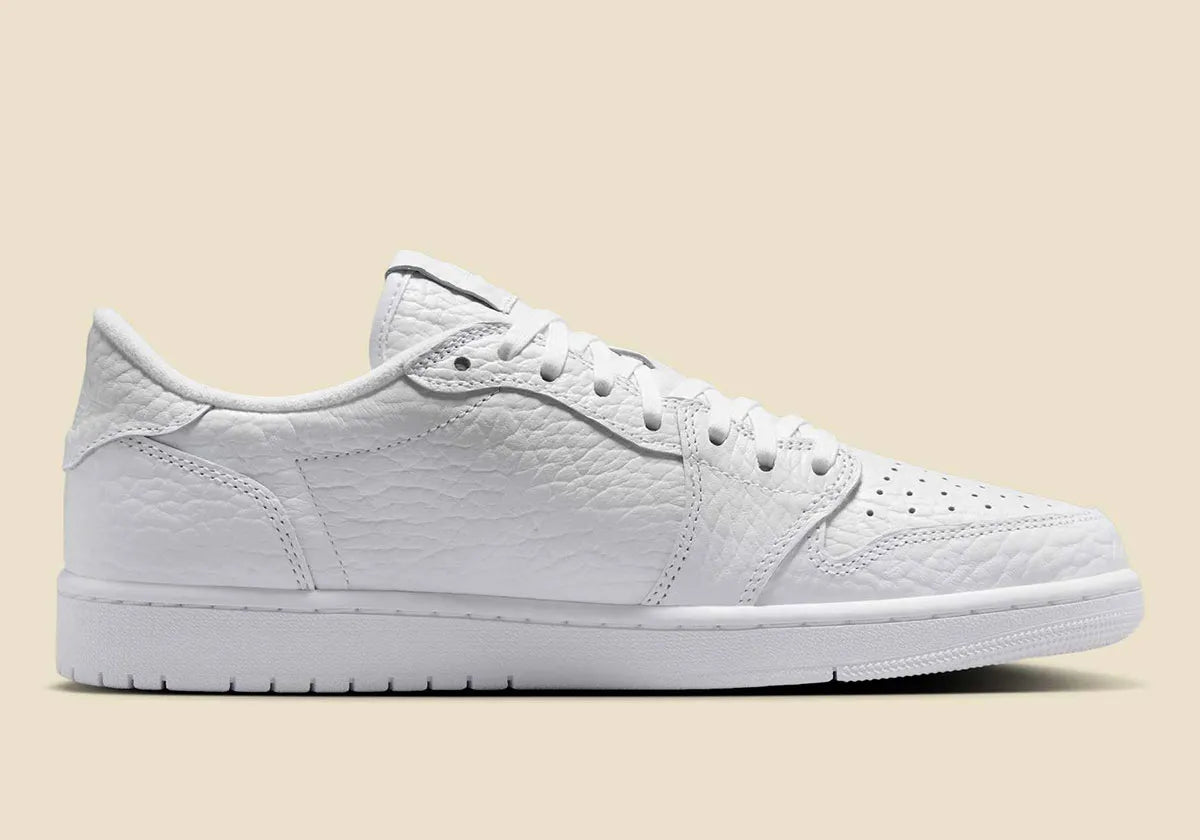 Men's Air Jordan 1 Low "No Swoosh" Triple White Swooshless  872682-100 Fashion Athletic Sneaker
