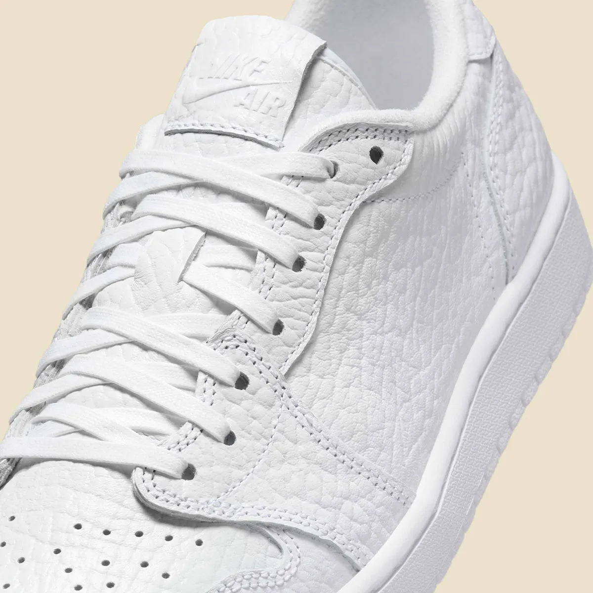 Men's Air Jordan 1 Low "No Swoosh" Triple White Swooshless  872682-100 Fashion Athletic Sneaker