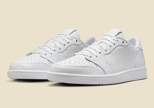 Men's Air Jordan 1 Low "No Swoosh" Triple White Swooshless  872682-100 Fashion Athletic Sneaker