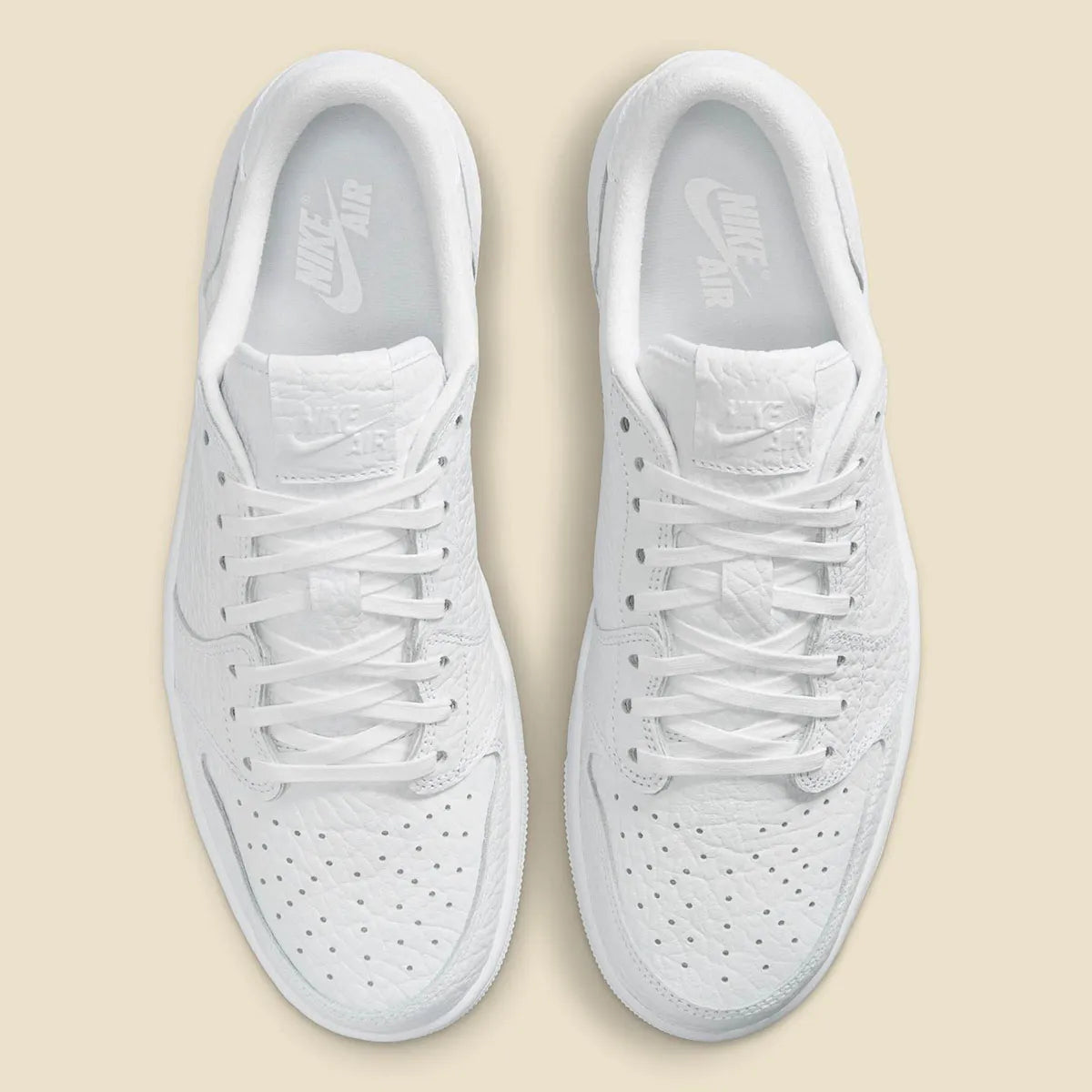 Men's Air Jordan 1 Low "No Swoosh" Triple White Swooshless  872682-100 Fashion Athletic Sneaker