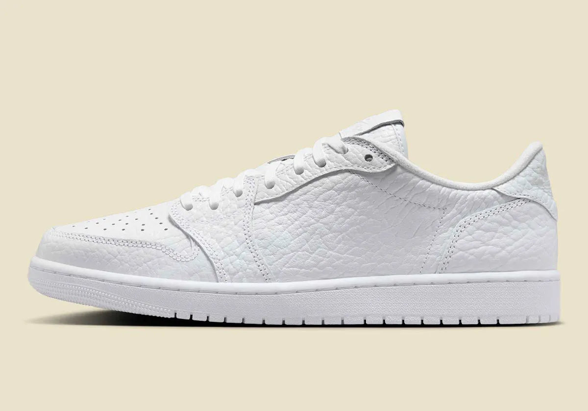 Men's Air Jordan 1 Low "No Swoosh" Triple White Swooshless  872682-100 Fashion Athletic Sneaker