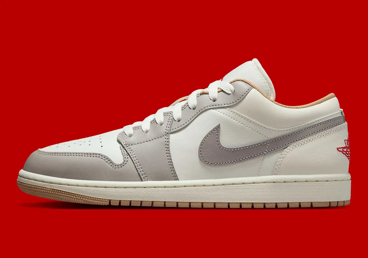 Men's Air Jordan 1 Low "Hemp" Sail/Fire Red 553558-169 Fashion Athletic Sneaker