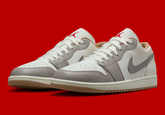 Men's Air Jordan 1 Low "Hemp" Sail/Fire Red 553558-169 Fashion Athletic Sneaker