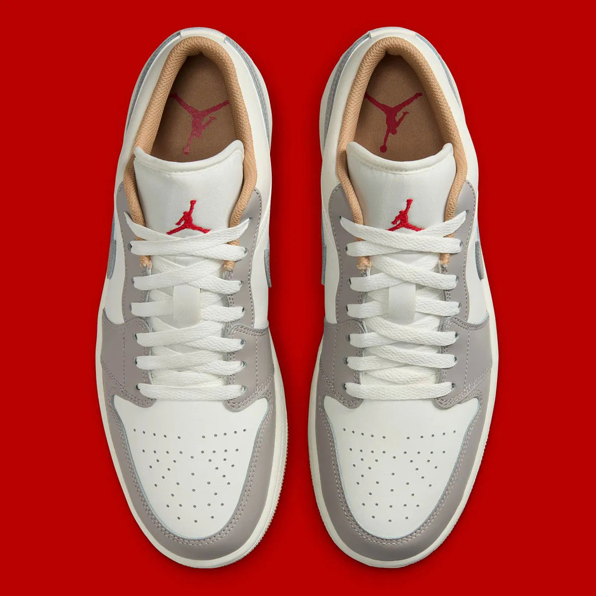 Men's Air Jordan 1 Low "Hemp" Sail/Fire Red 553558-169 Fashion Athletic Sneaker