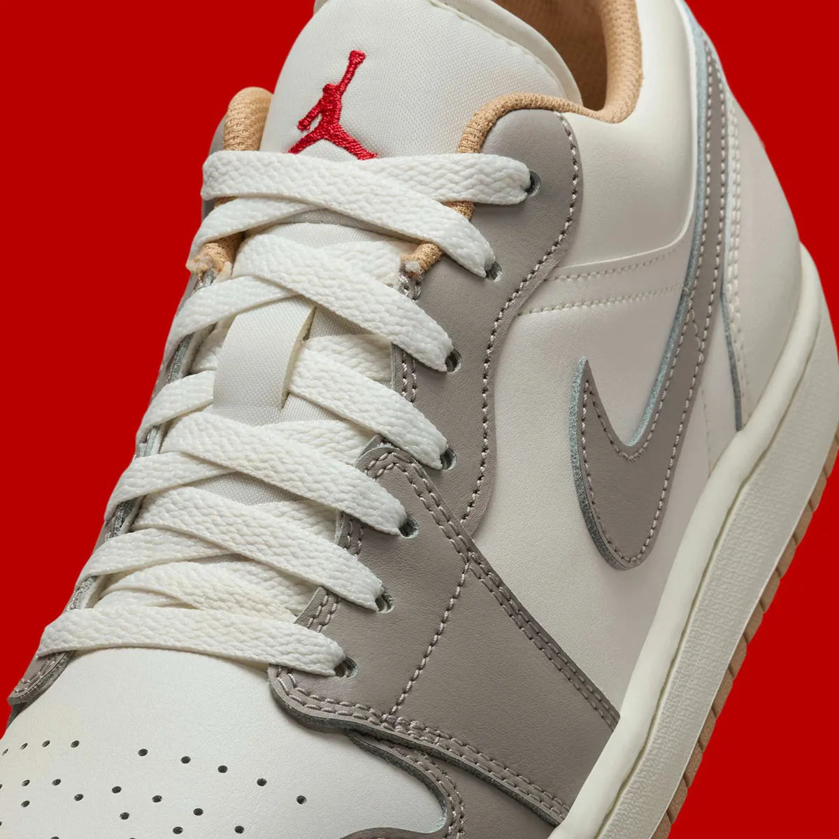 Men's Air Jordan 1 Low "Hemp" Sail/Fire Red 553558-169 Fashion Athletic Sneaker