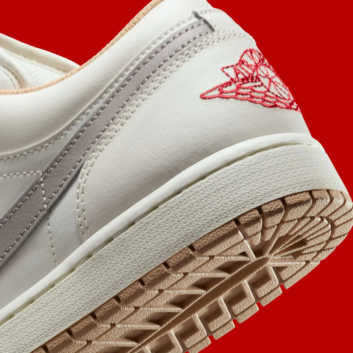 Men's Air Jordan 1 Low "Hemp" Sail/Fire Red 553558-169 Fashion Athletic Sneaker