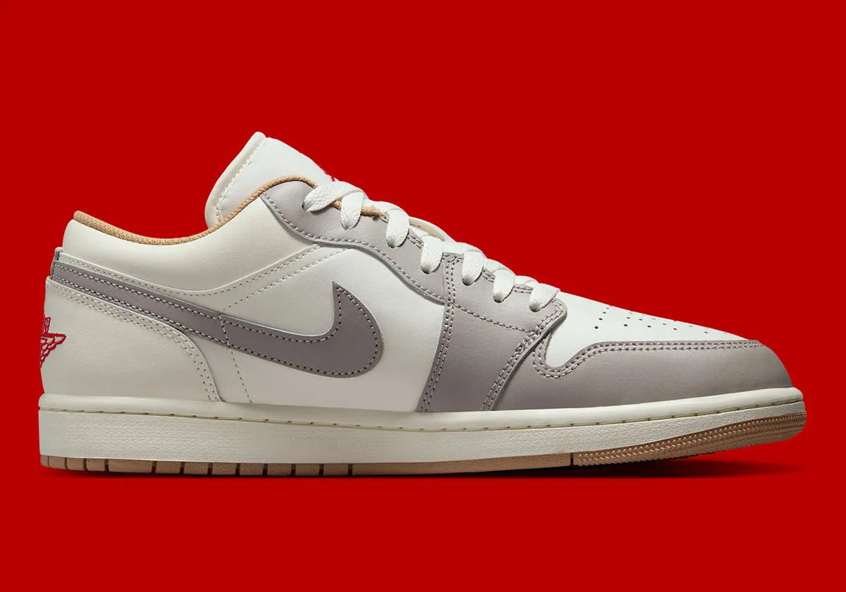 Men's Air Jordan 1 Low "Hemp" Sail/Fire Red 553558-169 Fashion Athletic Sneaker