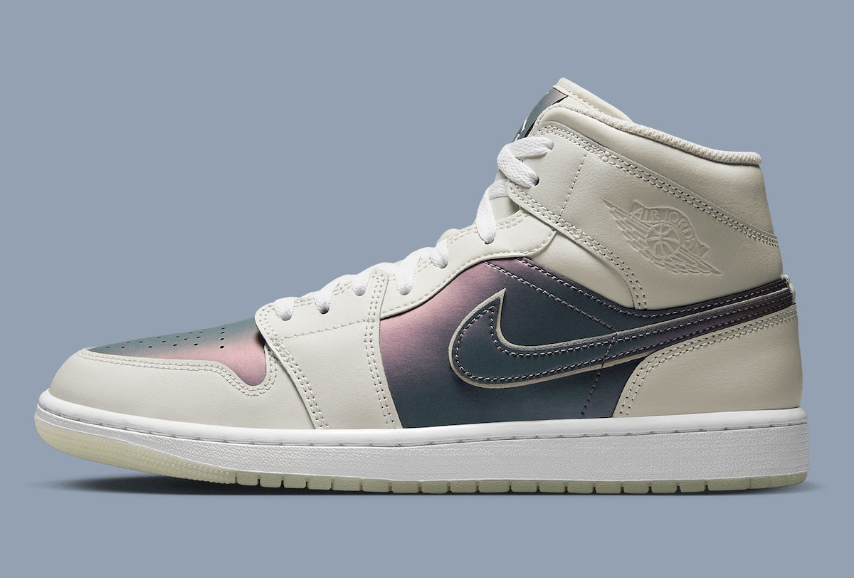 Men's Air Jordan 1 Mid SE " Phantom" White/Iridescent IH4107-030 Fashion Athletic Sneaker