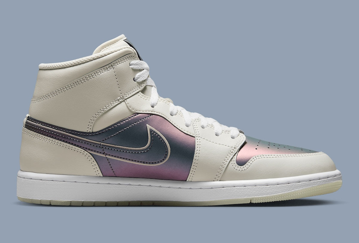 Men's Air Jordan 1 Mid SE " Phantom" White/Iridescent IH4107-030 Fashion Athletic Sneaker