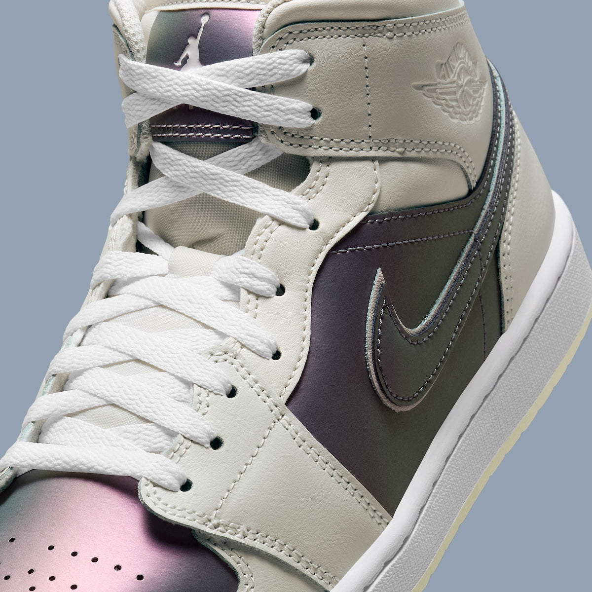 Men's Air Jordan 1 Mid SE " Phantom" White/Iridescent IH4107-030 Fashion Athletic Sneaker