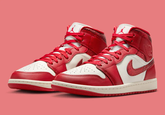 Women's Air Jordan 1 Mid SE "Cracked Leather" HJ9337-106 Fashion Athletic Sneaker Shoe