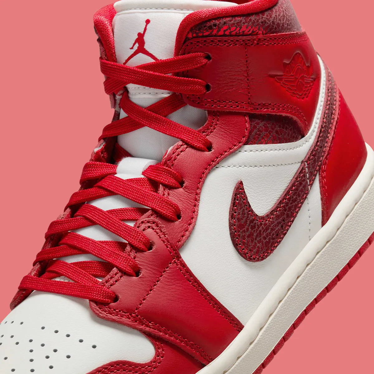 Women's Air Jordan 1 Mid SE "Cracked Leather" HJ9337-106 Fashion Athletic Sneaker Shoe