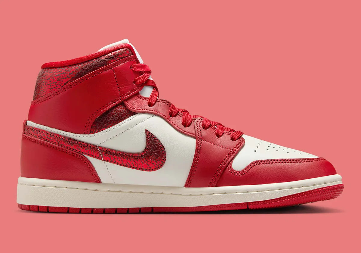 Women's Air Jordan 1 Mid SE "Cracked Leather" HJ9337-106 Fashion Athletic Sneaker Shoe