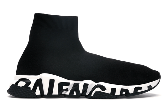 Balenciaga Speed Graffiti Trainers Black White Shoes (M)
