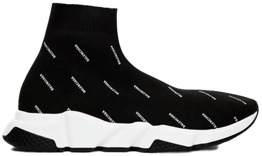 Balenciaga Speed Trainer Mid Logo Print Black Men’s Size 7 – 12 US