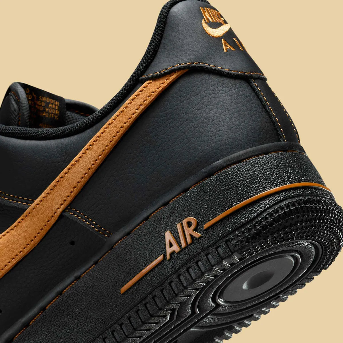 Men's Nike Air Force 1 Low "Black/Tan" HQ2037-003 Fashion Athletic Sneaker