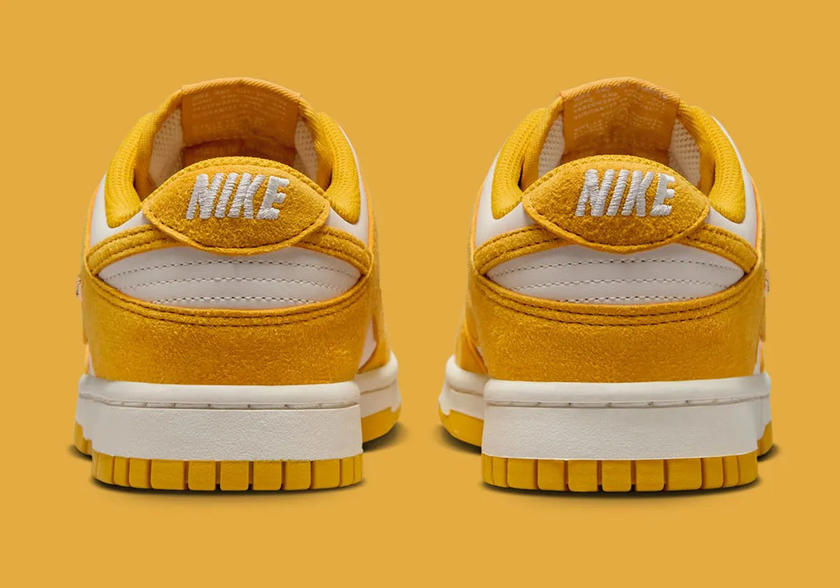 Women's Nike Dunk Low "Gold Mini Swoosh" Yellow/White IB4417-101 Fashion Athletic Sneaker