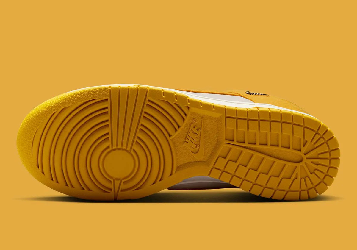 Women's Nike Dunk Low "Gold Mini Swoosh" Yellow/White IB4417-101 Fashion Athletic Sneaker